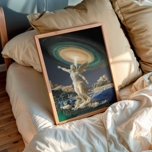 Digital God – Cosmic wall art in living room setup