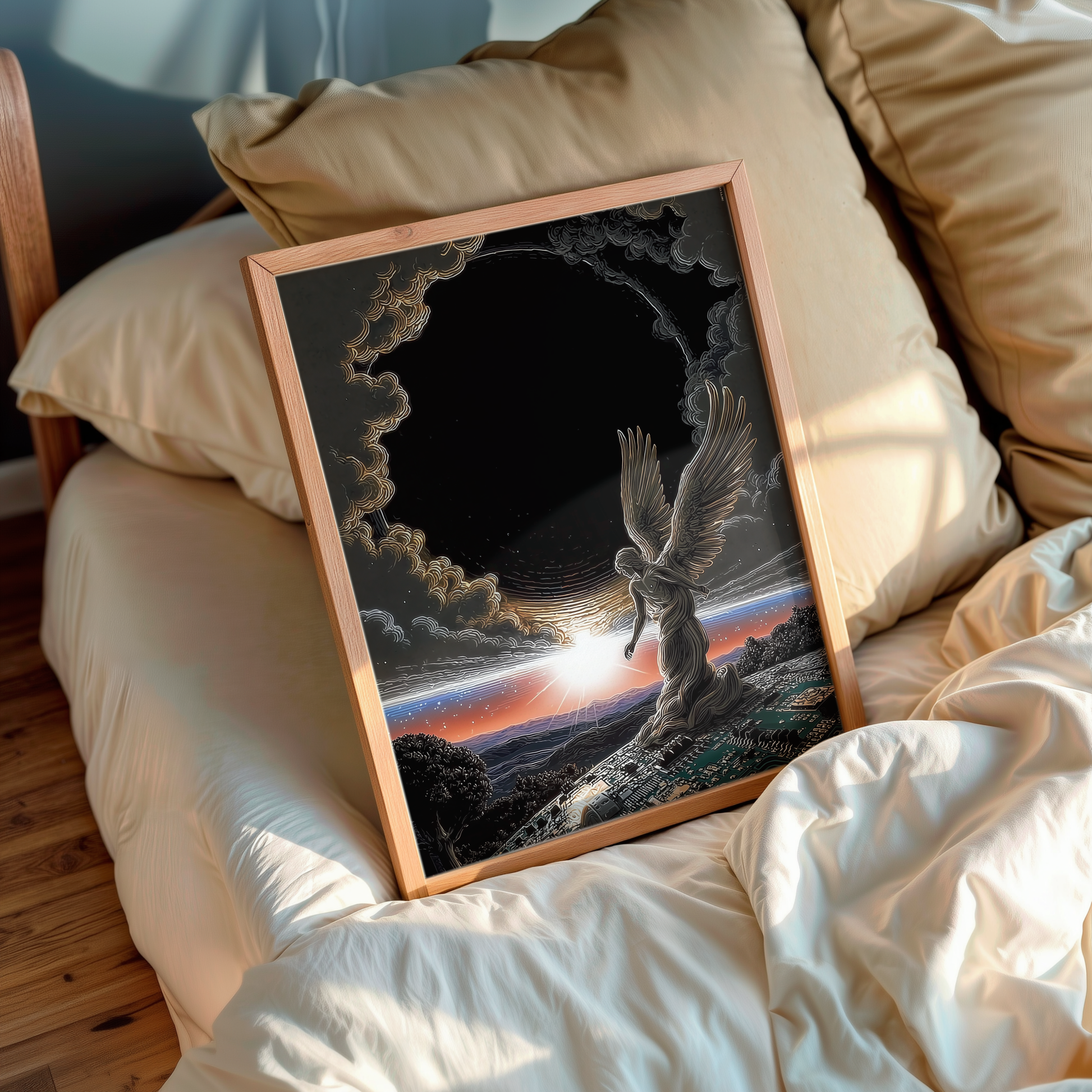 Silica Dawn – Cosmic wall art in living room setup