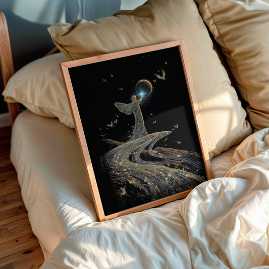 Weaver of Galaxies – Cosmic wall art in living room setup