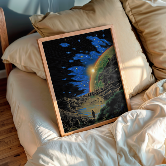 Stellar Shepherd – Cosmic wall art in living room setup