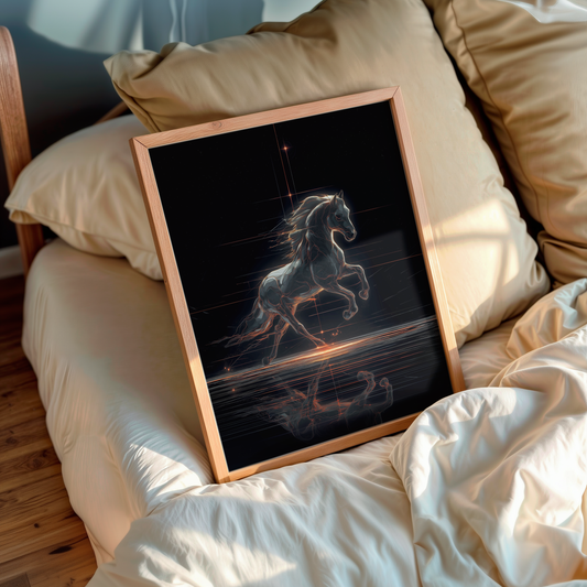 Obsidian Pegasus – Cosmic wall art in living room setup