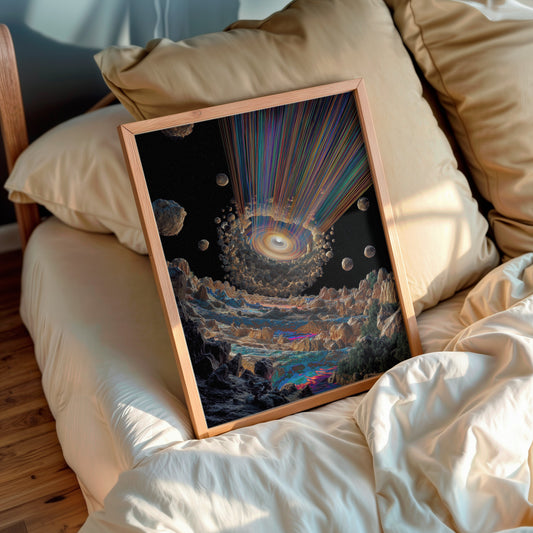 Eye of Aurora – Cosmic wall art in living room setup