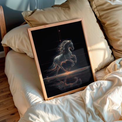 Obsidian Pegasus – Cosmic wall art in living room setup