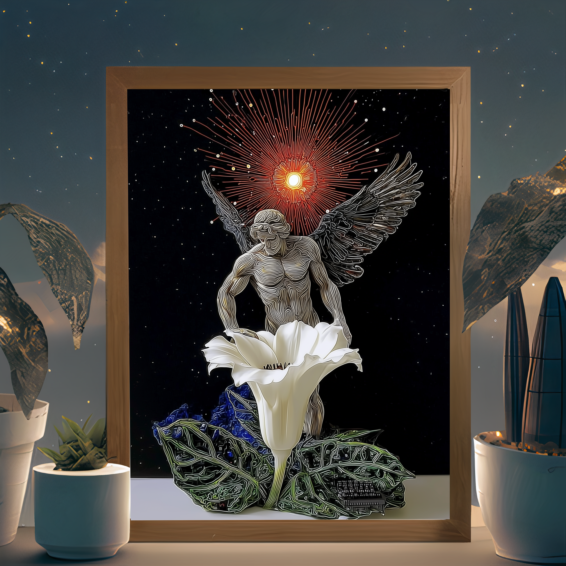 Guardian of the Cosmic Flower wall art by Modulya – premium HD print